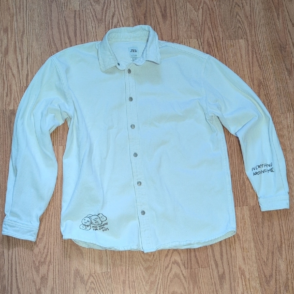 Zara Cream Casual Button Down Shirt